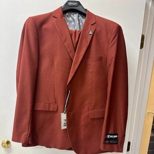 Stacy Adams Three Piece Suit, Rust Color, 46L X 40W